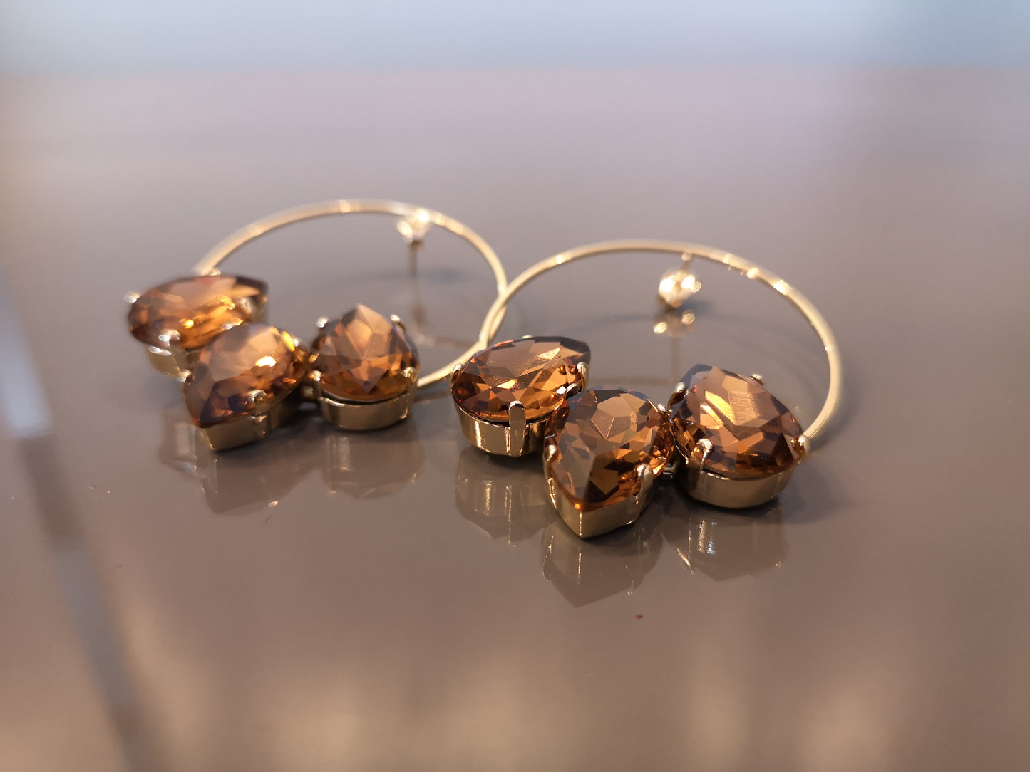Livia earrings with 3 classic crystals